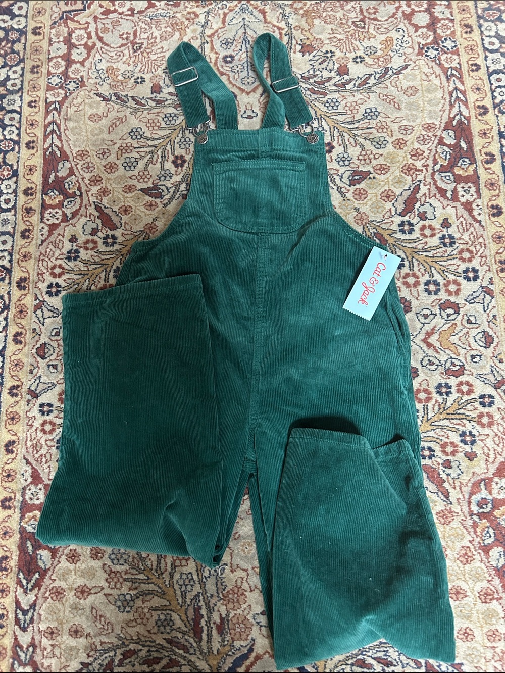 Cat & Jack Deep Green Corduroy Overalls size 10/ 12
